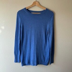 Banana Republic Extra Fine Merino Wool Crewneck Sweater Blue Womens XS